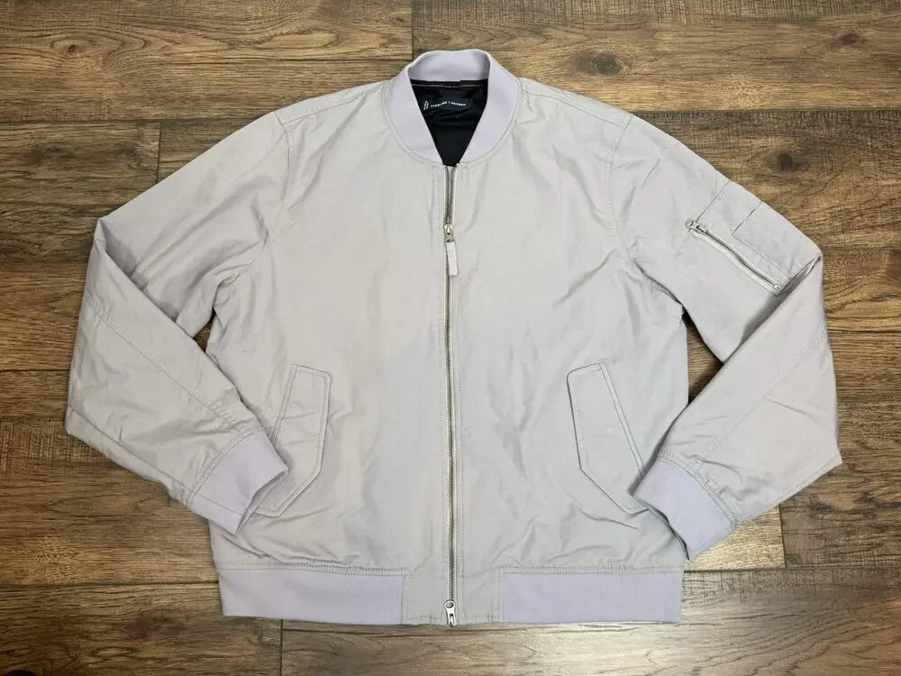 Everlane Jacket Mens Large Gray Uniform Bomber Full Zip Canvas Lined Casual